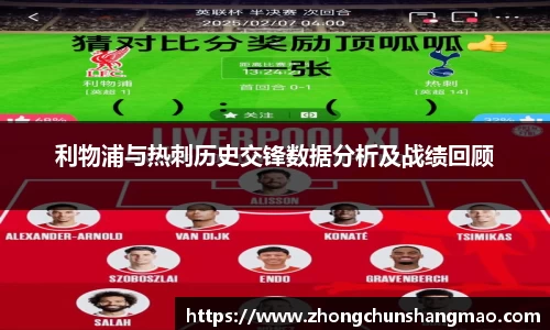 利物浦与热刺历史交锋数据分析及战绩回顾